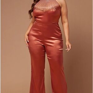 Sexy Embellished Jumpsuit - Mocha NEW